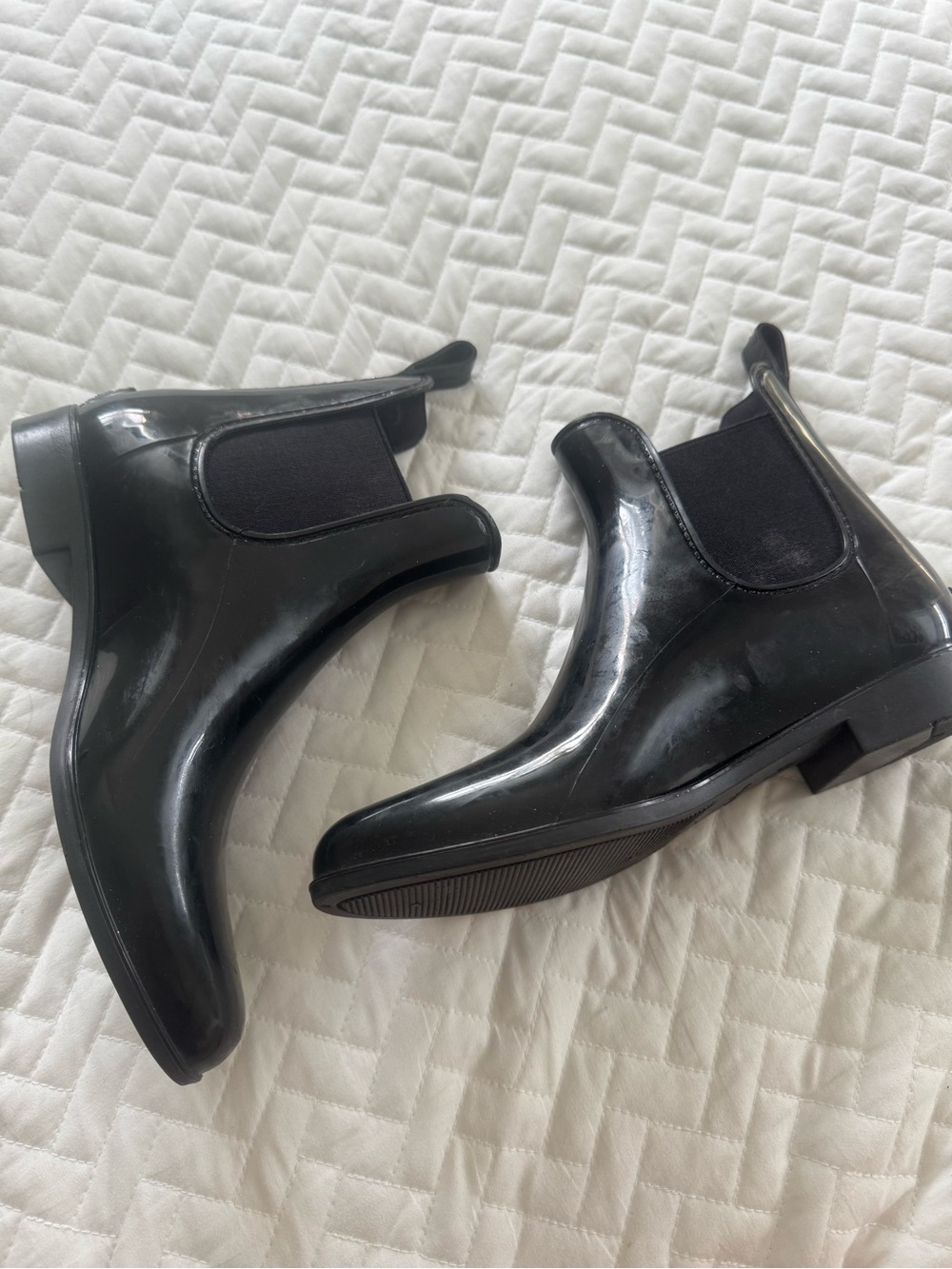 Sam Edelman Black Rain Rubber Tinsley Pull On Boots,  Size 8
